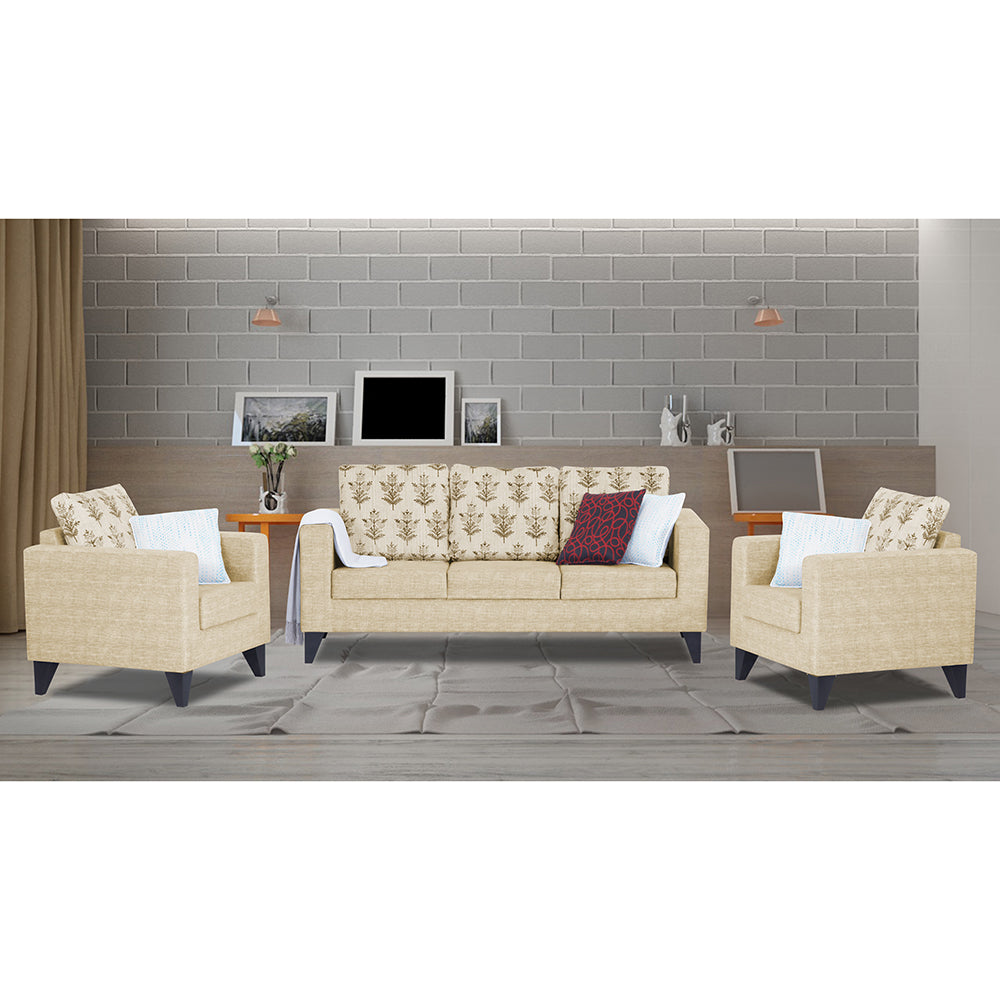 Straight line Plus Leaf 3+1+1 5 Seater Sofa Set (Beige)