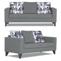 Adorn India Hallton Digitel Print Cushion 3+2 5 Seater Sofa Set (Grey) (3 Year Warranty)