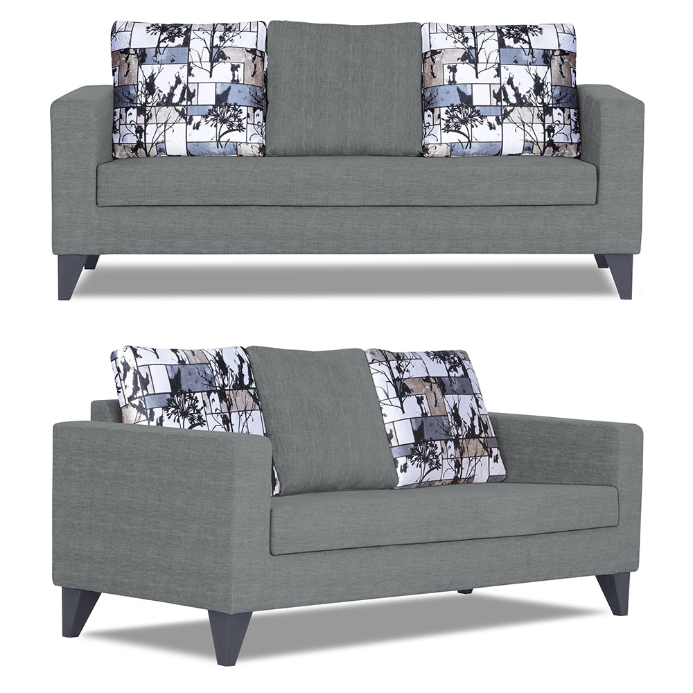 Adorn India Hallton Digitel Print Cushion 3-2 Five Seater Sofa Set (Grey)