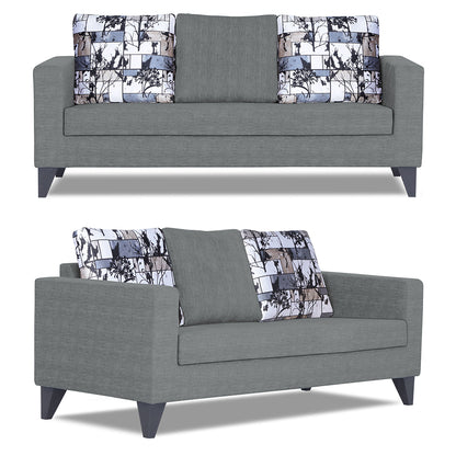 Adorn India Hallton Digitel Print Cushion 3-2 Five Seater Sofa Set (Grey)