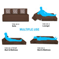 Adorn India Easy 3 Seater Sofa Cum Bed (Rhombus Pattern) Chennile Fabric - Washable Cover - Including 3 Cushion - Size 5' x 6' Ft (Brown Color) Perfect for Home & Office for Guests