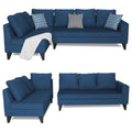 Adorn India Bryson L Shape 6 Seater Sofa Set Plain (Left Hand Side) (Blue) (3 Year Warranty)