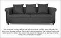 Adorn India Magnum 3 Seater Sofa (Dark Grey), Wood, Foam