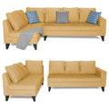 Adorn India Bryson L Shape 6 Seater Sofa Set Plain (Left Hand Side) (Beige) (3 Year Warranty)