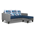 Adorn India Hallton L Shape 4 Seater Sofa Set Digital Print (Blue & Grey) (3 Year Warranty)