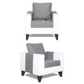 Adorn India Ashley Plain Leatherette Fabric 1 Seater Sofa (Grey & White) (3 Year Warranty)