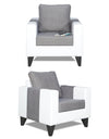 Adorn India Ashley Plain Leatherette Fabric 1 Seater Sofa (Grey & White)