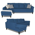 Adorn India Maddox Plain L Shape 6 Seater Sofa Set LHS (Blue) (3 Year Warranty)