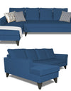 Adorn India Maddox L Shape 6 Seater Sofa Set Plain (Left Hand Side) (Blue)