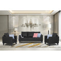 Adorn India Straight line Plus Leatherette 3+1+1 5 Seater Sofa Set (Black) (3 Year Warranty)