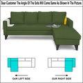 Adorn India Chandler Plain L Shape 5 Seater Sofa Set RHS (Green) (3 Year Warranty)