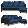Adorn India Denver L Shape 5 Seater Sofa Set RHS (Blue & Black) (3 Year Warranty)