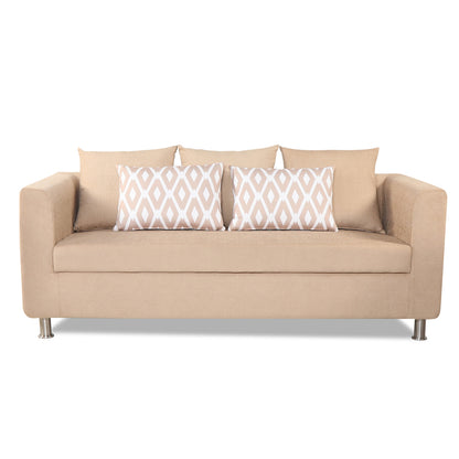 Adorn India Poland 3 Seater Sofa (Beige)