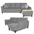 Adorn India Maddox Plain L Shape 6 Seater Sofa Set RHS (Grey) (3 Year Warranty)
