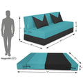 Adorn India Foam Easy Boom 2 Seater Sofa Cum Bed 4 X 6 (Aqua Blue & Black) (1 Year Warranty)