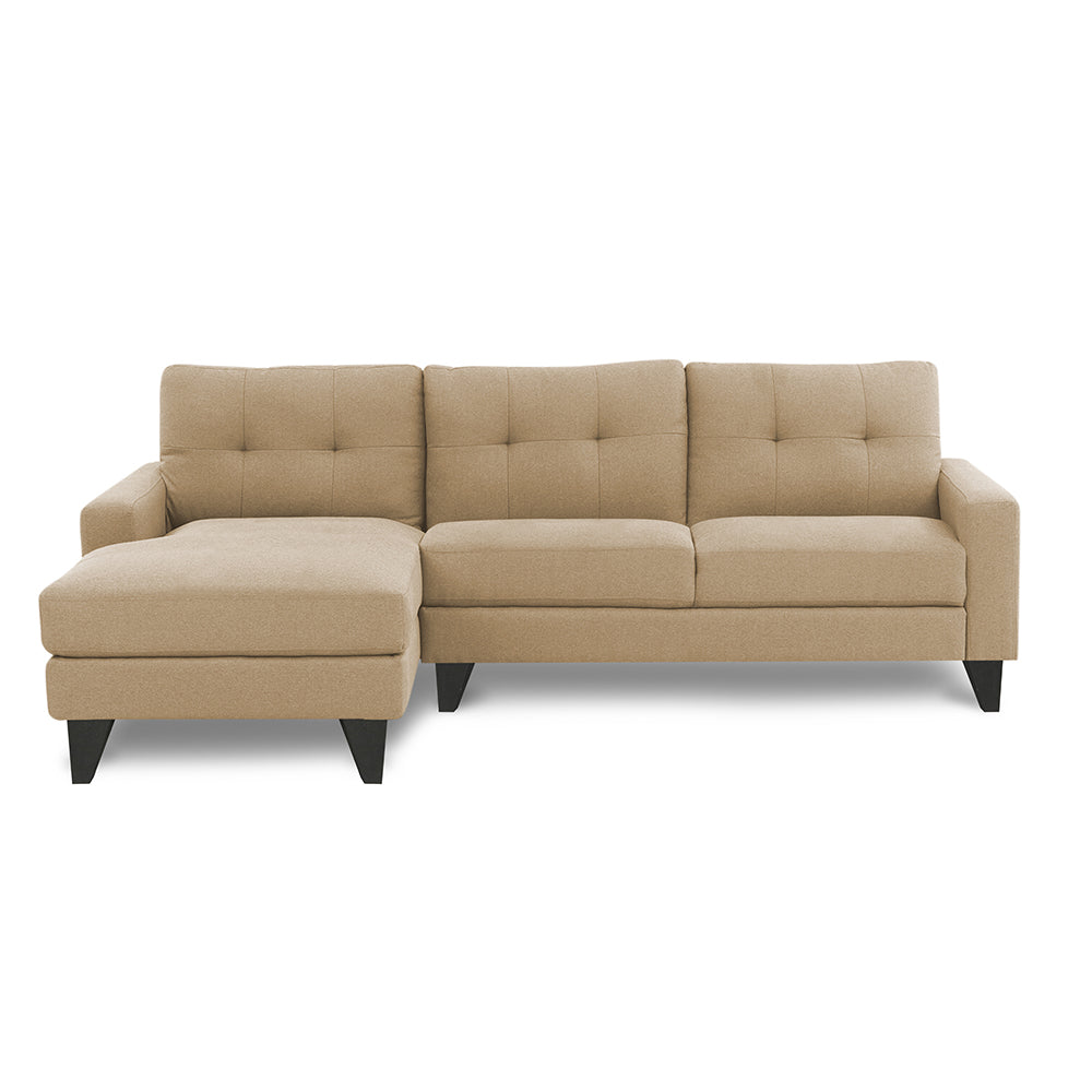 Adorn India Midas L Shape 6 Seater Sofa Set Left Hand Side (Beige)