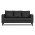 Adorn India Straight line Plus Leatherette 3 Seater Sofa (Black) (3 Year Warranty)