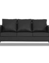 Adorn India Straight line Plus Leatherette 3 Seater Sofa (Black)