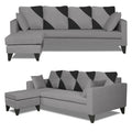 Adorn India Denver L Shape 5 Seater Sofa Set LHS (Grey) (3 Year Warranty)