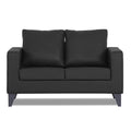 Adorn India Straight line Plus Leatherette 2 Seater Sofa (Black) (3 Year Warranty)