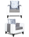 Adorn India Ashley Digitel Print Leatherette Fabric 1 Seater Sofa (Grey & White)