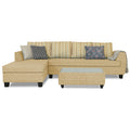 Raiden Stripes L Shape 6 Seater Sofa Set with Center Table (Left Hand Side) (Beige)