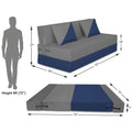 Adorn India Foam Easy Desmond 4 Seater Sofa Cum Bed 6 X 6 (Blue & Grey) (1 Year Warranty)