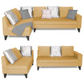 Adorn India Bryson L Shape 6 Seater Sofa Set Digitel Print (Left Hand Side) (Beige) (3 Year Warranty)