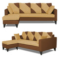 Adorn India Denver L Shape 5 Seater Sofa Set LHS (Brown & Beige) (3 Year Warranty)