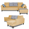 Adorn India Maddox Stripes L Shape 6 Seater Sofa Set RHS (Beige) (3 Year Warranty)