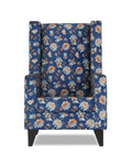 Adorn India Christopher 1 Seater Wing Chair Floral Print (Blue)