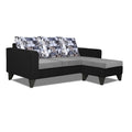 Adorn India Hallton L Shape 4 Seater Sofa Set Digital Print (Black & Grey) (3 Year Warranty)