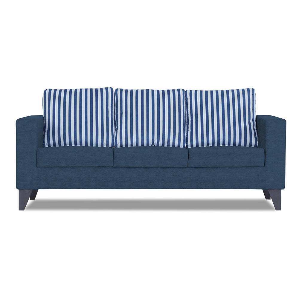 Adorn India Straight Line Plus Stripes 3 Seater Sofa (Blue)