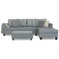 Raiden Stripes L Shape 6 Seater Sofa Set with Center Table (Right Hand Side) (Grey)