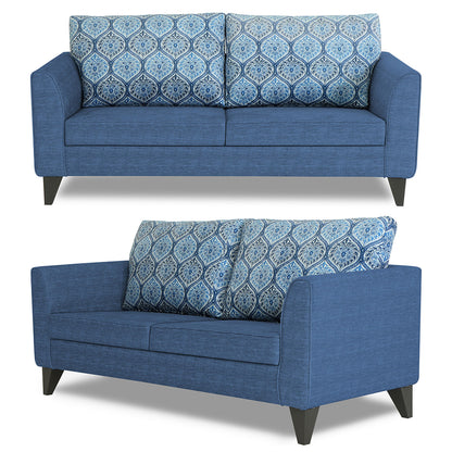 Adorn India Cortina Damask 3+2+1 6 Seater Sofa Set with Centre Table (Blue) Modern