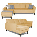 Adorn India Maddox Plain L Shape 6 Seater Sofa Set LHS (Beige) (3 Year Warranty)