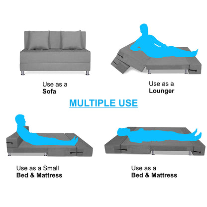 Adorn India Easy Alyn Plus Decent 2 Seater Sofa Cum Bed (4x6) (Grey)