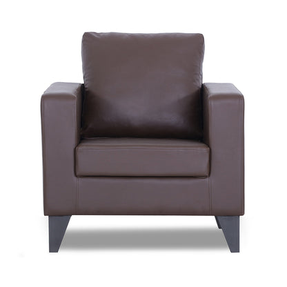 Adorn India Straight line Plus Leatherette 1 Seater Sofa (Brown)