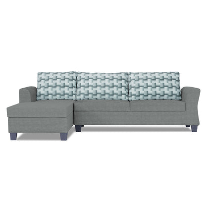 Adorn India Alexia Plus Bricks L Shape 6 Seater Sofa Set (Left Hand Side) (Grey)