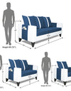 Adorn India Ashley Stripes Leatherette 3-2-1 Six Seater Sofa Set (Blue & White)