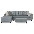 Raiden Stripes L Shape 6 Seater Sofa Set with Center Table (Left Hand Side) (Grey)