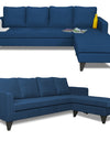 Adorn India Chandler L Shape 5 Seater Sofa Set Plain (Right Hand Side) (Blue)