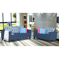 Straight line Plus Leaf 3+2 5 Seater Sofa Set (Blue)
