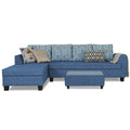 Raiden Damask L Shape 6 Seater Sofa Set with Center Table (Left Hand Side) (Blue)