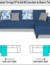 Adorn India Hallton L Shape 5 Seater Sofa Set Digitel Print (Right Hand Side) (Blue)