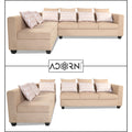 Adorn India Poland L Shape 5 Seater Sofa Set (Left Side) (Beige)