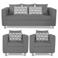 Adorn India Poland 3-1-1 Five Seater Sofa Set (Grey)