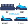 Adorn India Easy 4-Person Sofa Cum Bed (Rhombus Pattern) Chennile Fabric- Washable Cover- Including 4 Cushion- Size 6' X 6' Ft (Blue Color) Perfect for Home & Office for Guests