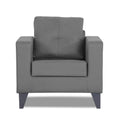 Adorn India Straight line Plus Premium Leatherette Suede 1 Seater Sofa (Grey) (3 Year Warranty)