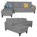 Adorn India Hallton Plain L Shape 6 Seater Sofa Set LHS (Grey) (3 Year Warranty)